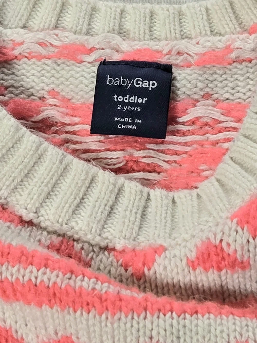 BabyGap 2T Neon Pink Fair Isle Nordic Sweater 2013
